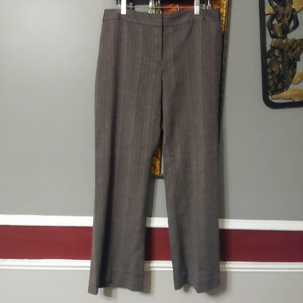 Apostrophe work trousers polyester rayon size  12P light brown with stripes